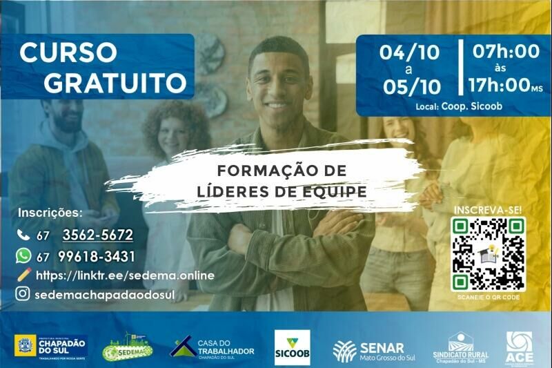 Imagem de compartilhamento para o artigo Curso: Desenvolvendo Habilidades de Liderança e Gestão será realizado em Chapadão do Sul da MS Todo dia